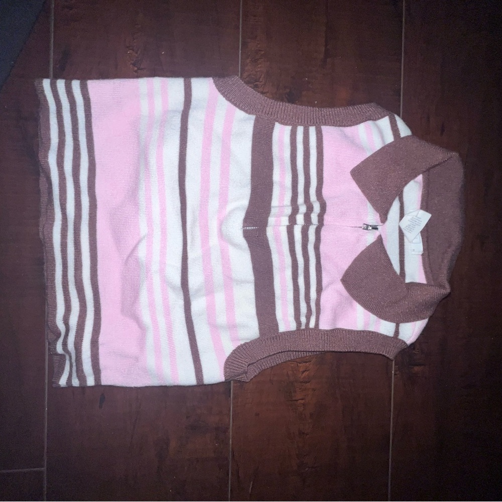 Tilly's Pink and Brown Striped Crop Top